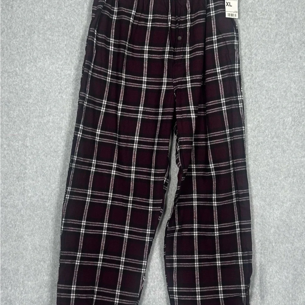 St. John's Bay Mens XL Lounge Pajama Pants Burgundy/White Plaid Elastic Waist - Picture 11 of 13